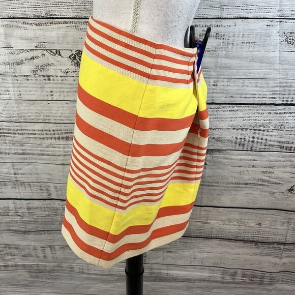Ann Taylor Skirt size 6 Yellow Orange Tan Striped Tweed Straight Knee Casual - Picture 5 of 7